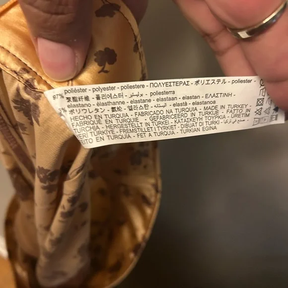 Zara Floral Satin Midi Skirt - copper/brown size M - Picture 7 of 9